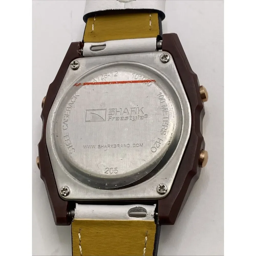 Freestyle Shark Rosegold Rhinestone White Leather Band Surfing Watch New Battery